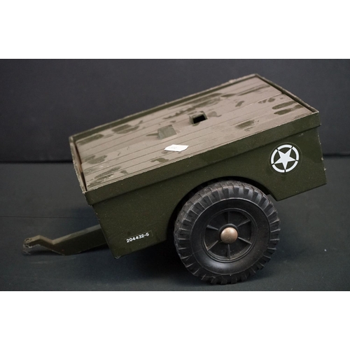 426A - Three Action Man scale vehicles to include jeep with trailer, jet fighter plane & army truck along w... 