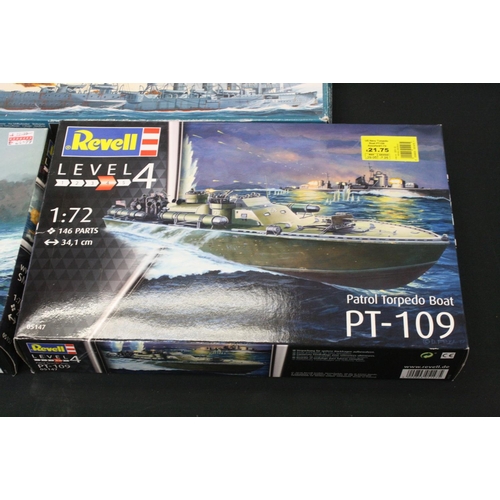 379 - 10 Boxed & unbuilt Revell plastic model kits, mostly ship kits, to include 3 x 500th Anniversary of ... 