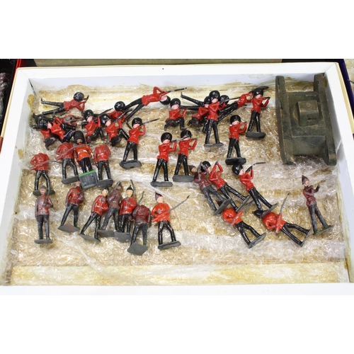 450 - Collection of around 150 play worn mostly military metal figures and diecast vehicles, to include 19... 