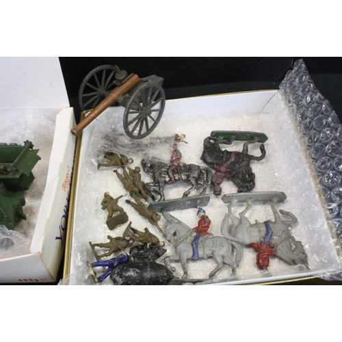 450 - Collection of around 150 play worn mostly military metal figures and diecast vehicles, to include 19... 