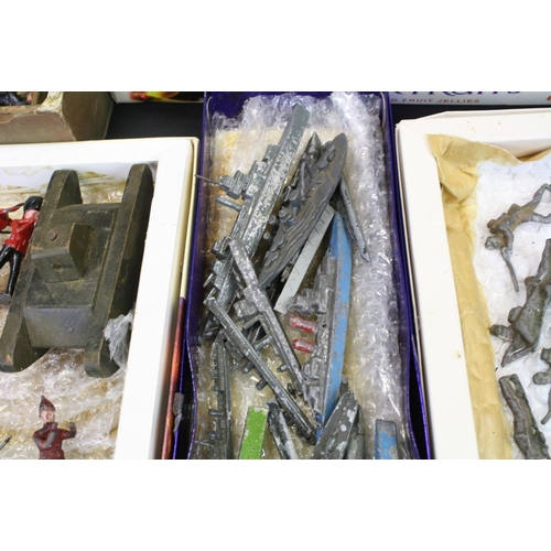 450 - Collection of around 150 play worn mostly military metal figures and diecast vehicles, to include 19... 