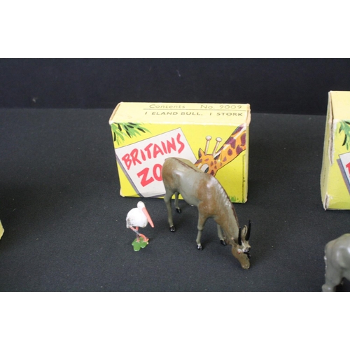 453 - Seven Boxed Britains Zoo metal animal figure sets to include 9001 (1 baby elephant, 1 Indian elephan... 