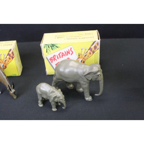 453 - Seven Boxed Britains Zoo metal animal figure sets to include 9001 (1 baby elephant, 1 Indian elephan... 