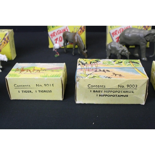 453 - Seven Boxed Britains Zoo metal animal figure sets to include 9001 (1 baby elephant, 1 Indian elephan... 