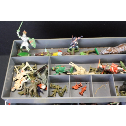 455 - Collection of plastic figures to include soldiers, knights, cowboys & Indians and animals, featuring... 