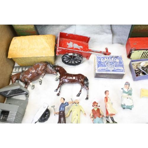 460 - Over 40 Mid 20th C metal figures, mostly farm animals, figures and accessories, mainly Britains, to ... 