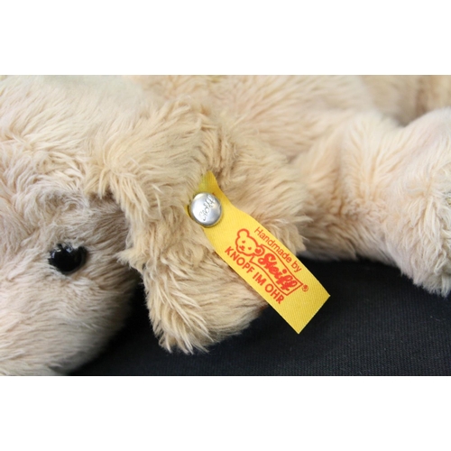 468 - Two Steiff soft toys to include 113376 Teddy Bear Cosy Year with original tag and a lying down dog