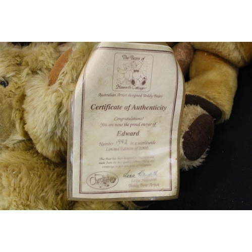 471 - Fifteen Teddy Bears including Dean's Golden Mohair Bear. Limited Edition Lexie Haworth ' Edward Bear... 