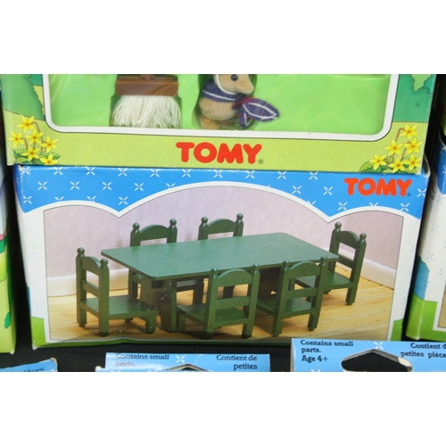 478 - 20 Boxed Tomy Sylvanian Families sets & accessories to include Glass Fronted Bookcase 3296, Baden & ... 