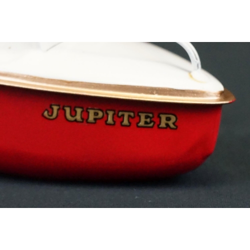 433 - Three boxed Sutcliffe metal boats to include Jupiter in red & white, Merlin electric Speed Boat in r... 