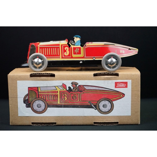 441 - Three boxed Jaya tinplate models, to include ref. 978 Moto Tuf Tuf 1936, ref. 102-103-104, trio of f... 