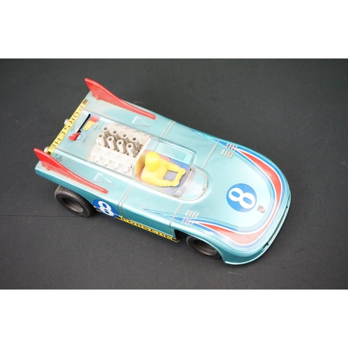 443 - Three tinplate model vehicles, to include Daiya battery operated Porsche & 2 x GDR made dodgem cars ... 