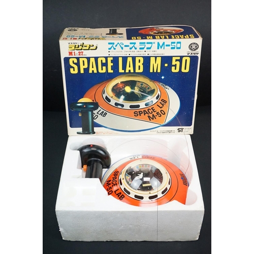 444 - Boxed TM Modern Toys (Japan) M1-27 Space Lab M-50 tin plate model plus an SH (Japan) United States S... 