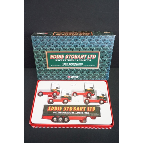 1211 - Seven Boxed Corgi Eddie Stobart models to include TY99158 5 Piece Superhauler Set, 59516 (split box ... 