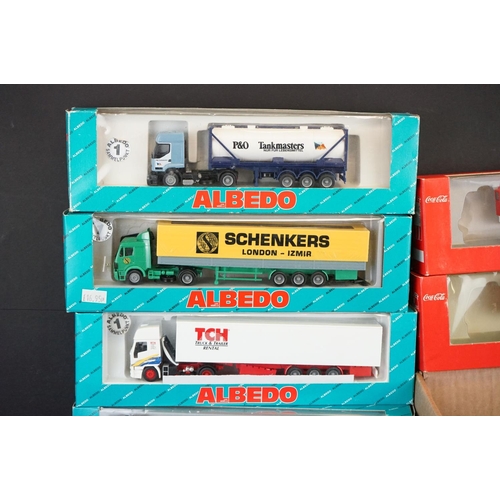 1213 - 64 Boxed plastic 1:87 model trucks to include 49 x Herpa and 15 x Albedo (models appear ex, boxes gd... 