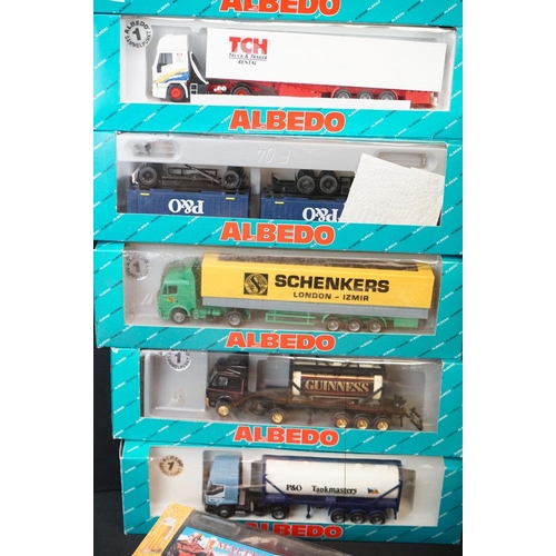 1213 - 64 Boxed plastic 1:87 model trucks to include 49 x Herpa and 15 x Albedo (models appear ex, boxes gd... 