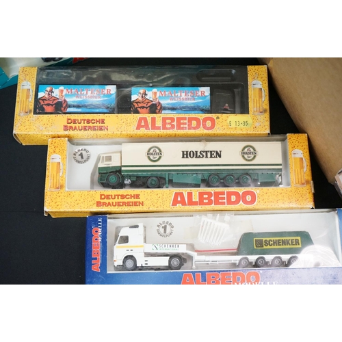 1213 - 64 Boxed plastic 1:87 model trucks to include 49 x Herpa and 15 x Albedo (models appear ex, boxes gd... 