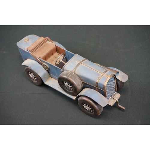 1220 - Seven assorted tinplate model vehicles, to include fire engine, steamroller, vintage racing cars, to... 