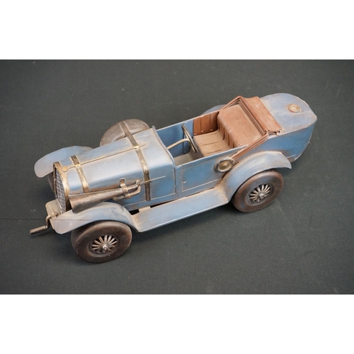 1220 - Seven assorted tinplate model vehicles, to include fire engine, steamroller, vintage racing cars, to... 