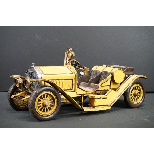 1220 - Seven assorted tinplate model vehicles, to include fire engine, steamroller, vintage racing cars, to... 