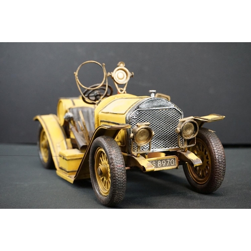 1220 - Seven assorted tinplate model vehicles, to include fire engine, steamroller, vintage racing cars, to... 