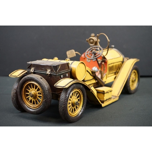 1220 - Seven assorted tinplate model vehicles, to include fire engine, steamroller, vintage racing cars, to... 