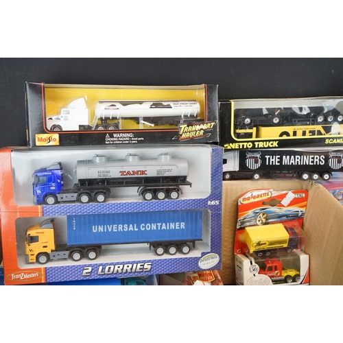 1228 - Around 100 Boxed diecast & plastic model trucks to include Matchbox (featuring Matchbox Convoy), Lle... 