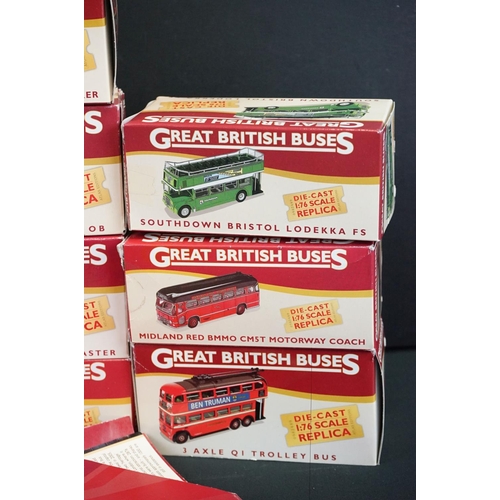 1229 - 10 Boxed Atlas Editions Great British Buses 1:76 diecast models to include Southdown Bristol Lodekka... 