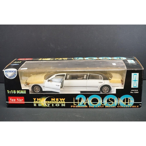 1238 - Five Boxed diecast models to include a Sun Star 1:18 scale The New Millennium Edition Lincoln Limous... 