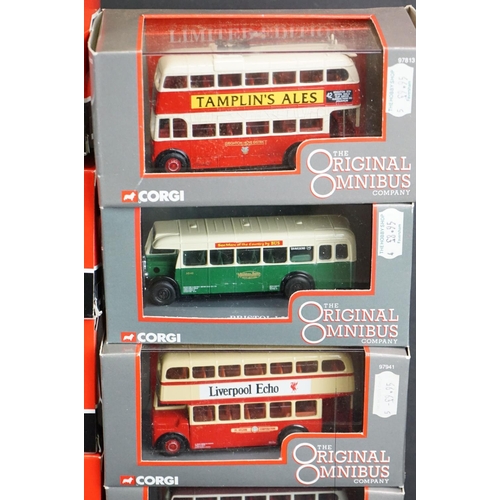 1256 - 16 Cased / boxed Corgi Original Omnibus diecast models, mostly ltd edn, to include 2 x Midland Red (... 