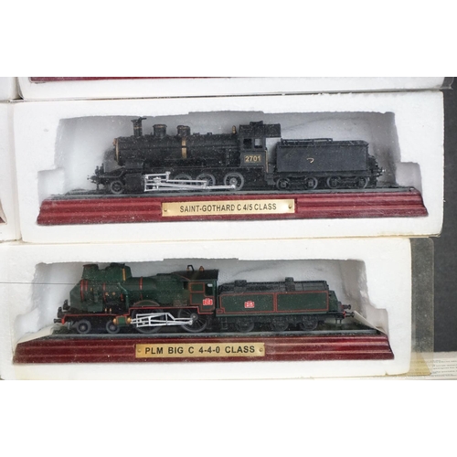 1263 - Approx. 36 collectors locomotives on plinths, mostly steam locos with tenders, many in polystyrene c... 