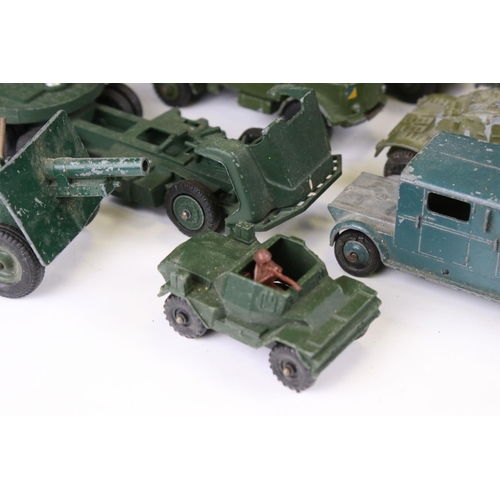 1380 - Around 16 play worn military diecast models to include Dinky, Corgi, Budgie & Britains featuring Din... 