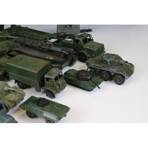 1380 - Around 16 play worn military diecast models to include Dinky, Corgi, Budgie & Britains featuring Din... 