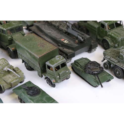 1380 - Around 16 play worn military diecast models to include Dinky, Corgi, Budgie & Britains featuring Din... 