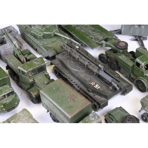 1380 - Around 16 play worn military diecast models to include Dinky, Corgi, Budgie & Britains featuring Din... 