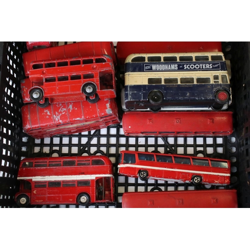 1381 - Over 55 mid 20th c onwards play worn diecast model buses, to include Dinky, Corgi, EFE and Majorette... 