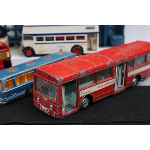 1381 - Over 55 mid 20th c onwards play worn diecast model buses, to include Dinky, Corgi, EFE and Majorette... 