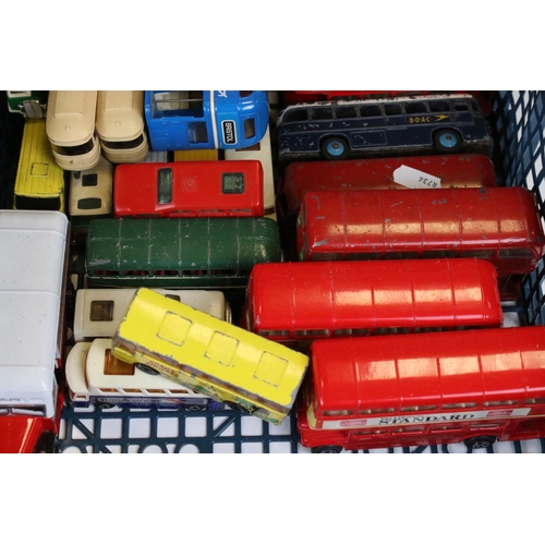 1381 - Over 55 mid 20th c onwards play worn diecast model buses, to include Dinky, Corgi, EFE and Majorette... 