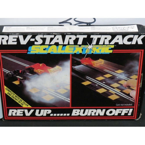 1321 - Group of Scalextric, to include 2 x slot cars, boxed Rev-Start Track, together with various track & ... 