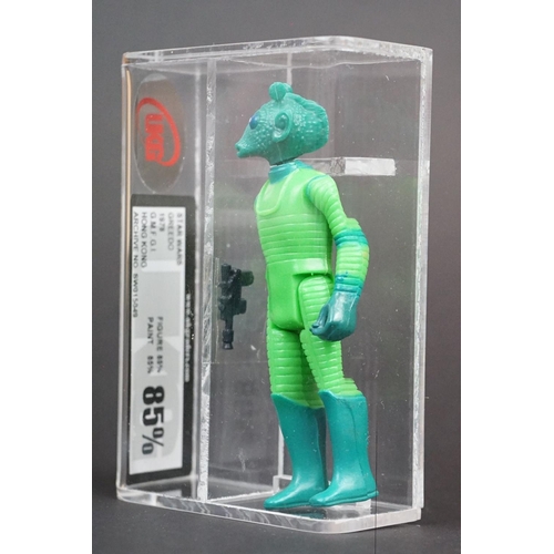 1648 - Star Wars - UKG graded cased Greedo figure with accessory (1978) Figure 85% Paint 85% Overall 85%