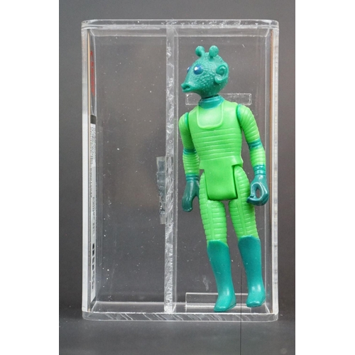 1648 - Star Wars - UKG graded cased Greedo figure with accessory (1978) Figure 85% Paint 85% Overall 85%