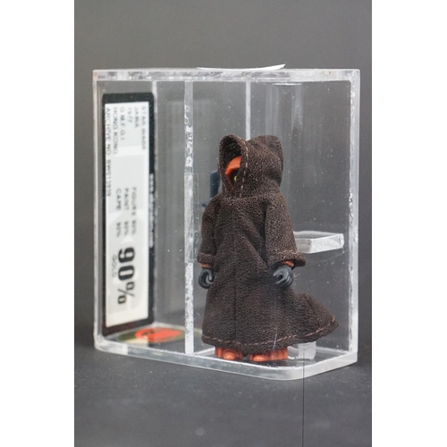 1649 - Star Wars - UKG graded cased Jawa figure with accessory (1977), Hong Kong, Figure 90% Paint 90% Cape... 