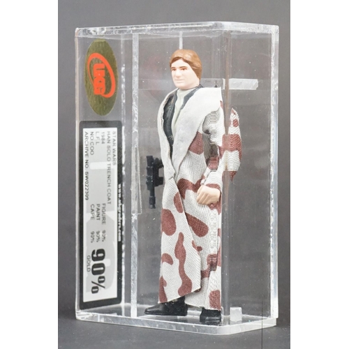 1653 - Star Wars - UKG graded cased Han Solo Trench Coat figure with accessory (1984), Figure 90% Paint 90%... 