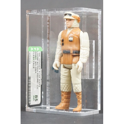 1654 - Star Wars - AFA graded cased Kenner Rebel Soldier Flesh Face figure with accessory, 85 NM+