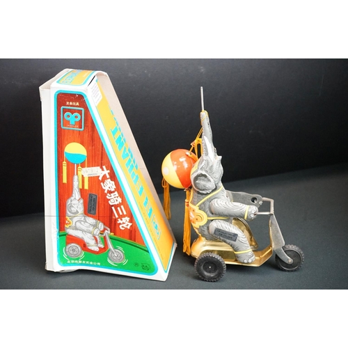 507 - Group of seven boxed tinplate toys, to include Monkey On A Tricycle, Ice Cream Vender, Clown Drummer... 