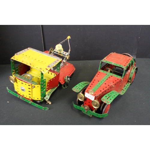 423 - Meccano - Quantity of play worn & part built Meccano including boxed contemporary examples and a mid... 