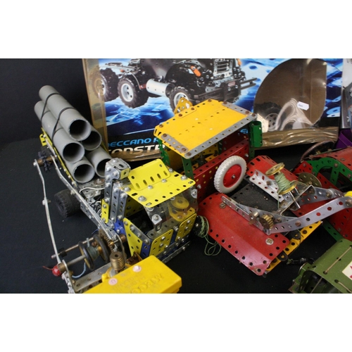 423 - Meccano - Quantity of play worn & part built Meccano including boxed contemporary examples and a mid... 