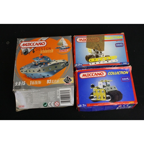 423 - Meccano - Quantity of play worn & part built Meccano including boxed contemporary examples and a mid... 