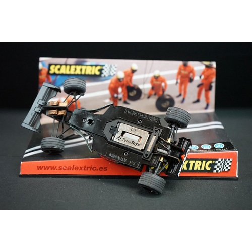 1306 - Five cased Scalextric slot cars to include Cadillac 2000 LMP, Audi R8, TVR Speed 12, Jaguar Racing F... 