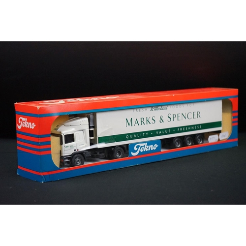 1309 - Two Boxed Tekno 1:50 scale diecast haulage models to include an EC ERF truck (gd box) and a Marks & ... 